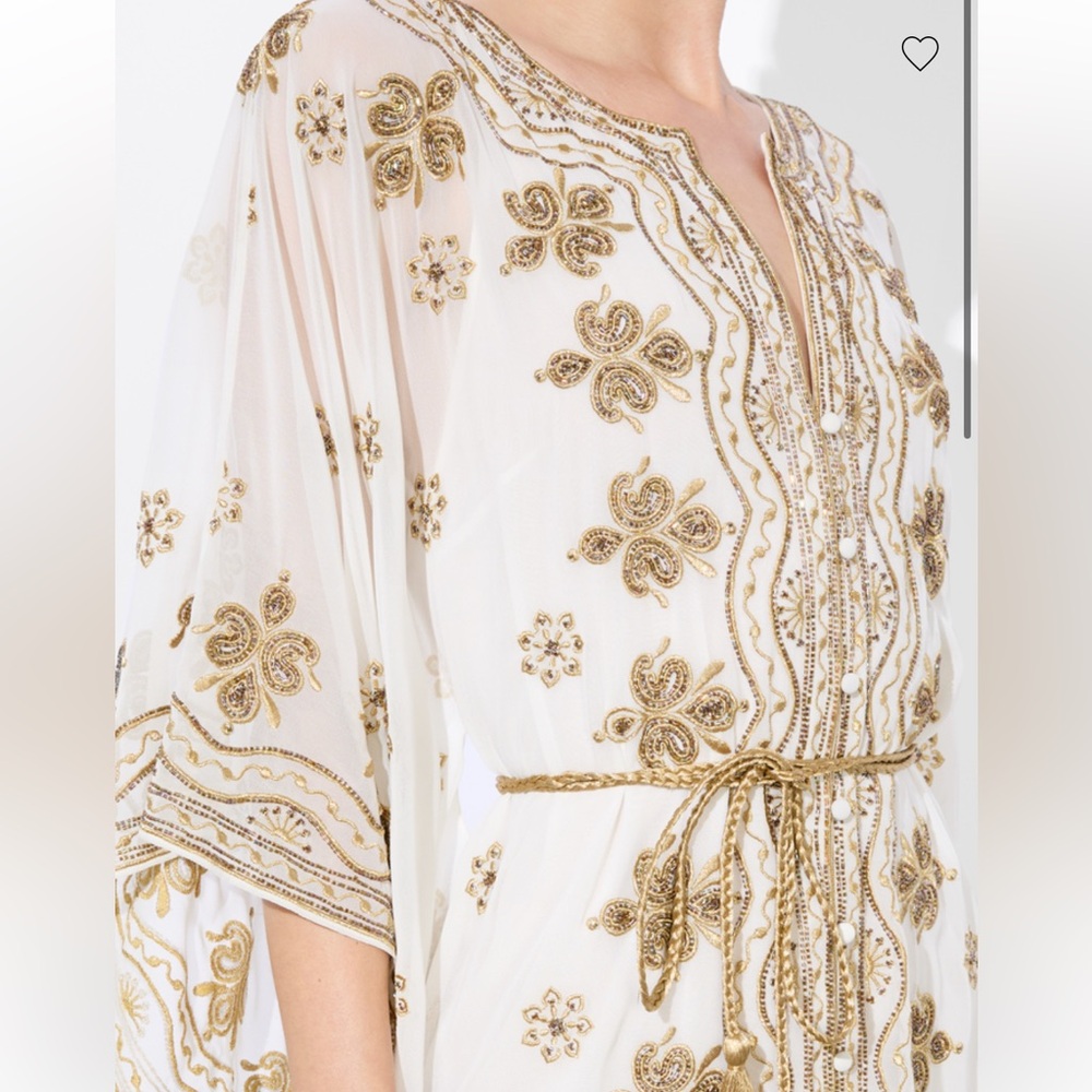 NWT $895 Alice and Olivia Marva Embellished Braid Belt Mini Kaftan - Picture 4 of 11